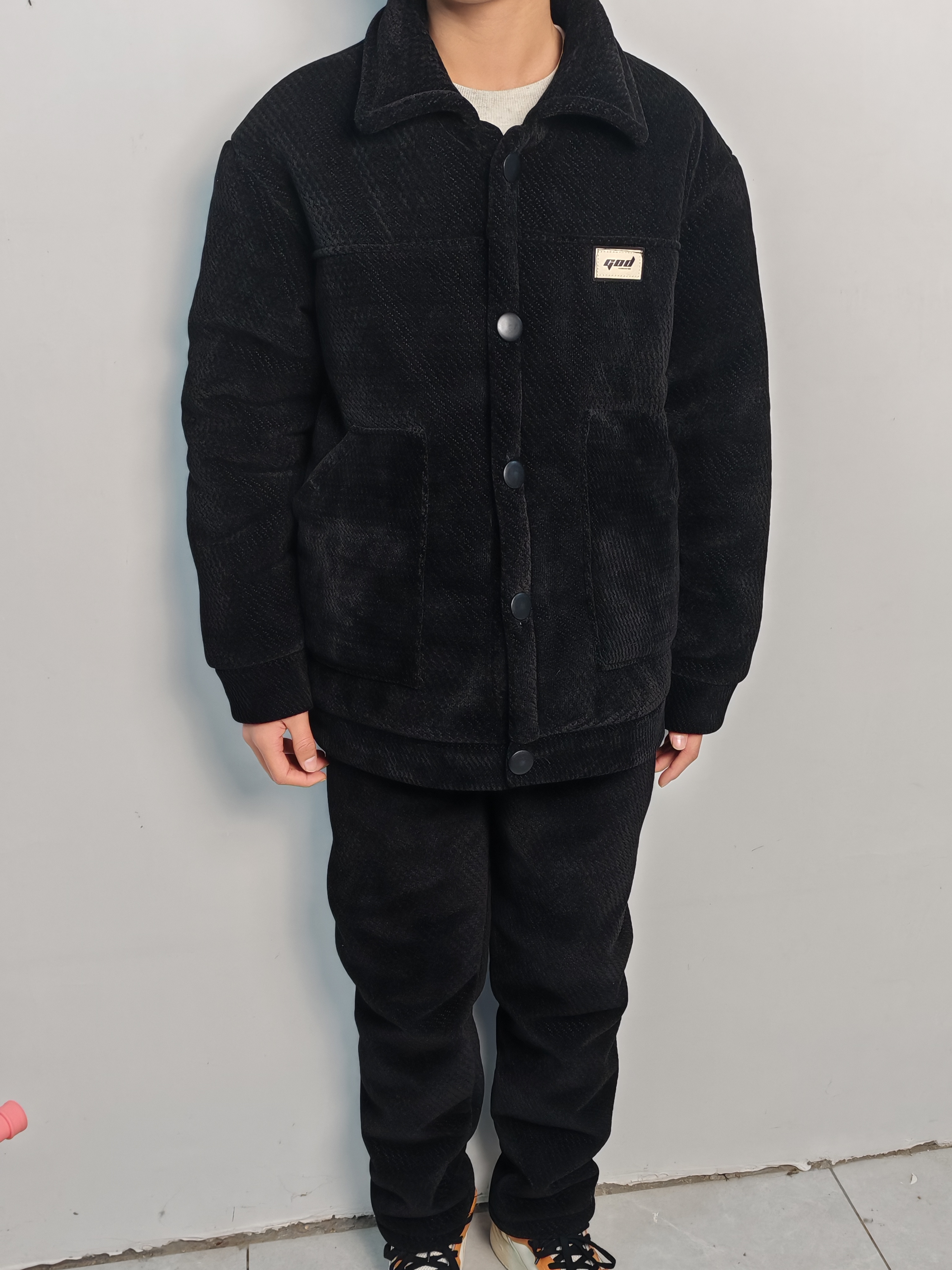 升级加厚男士雪尼尔冬季三层加绒可外穿保暖家居服套装睡衣