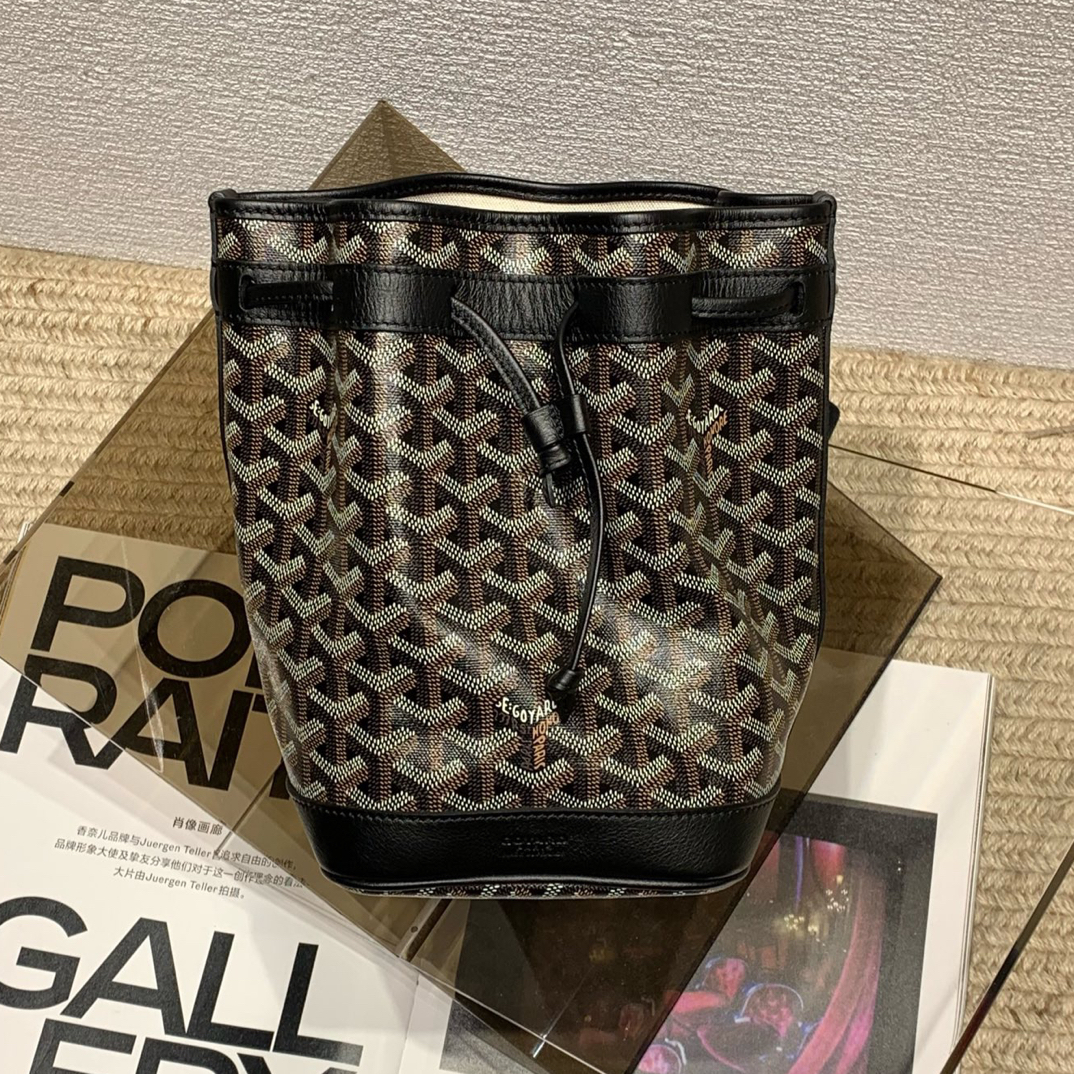 99新 Goyard 黑色抽绳水桶 2019年单肩斜挎包