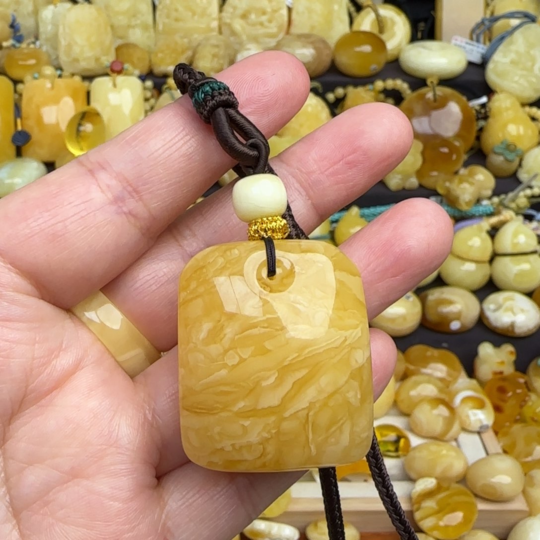 蜜蜡套链未镶嵌 天然俄料虎皮妖花蜜蜡无事牌，