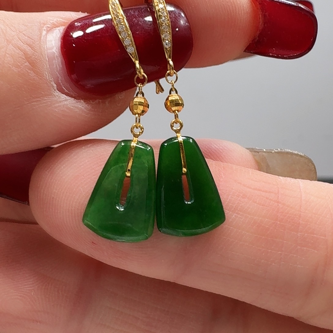 翡翠耳饰18K金镶嵌耳饰