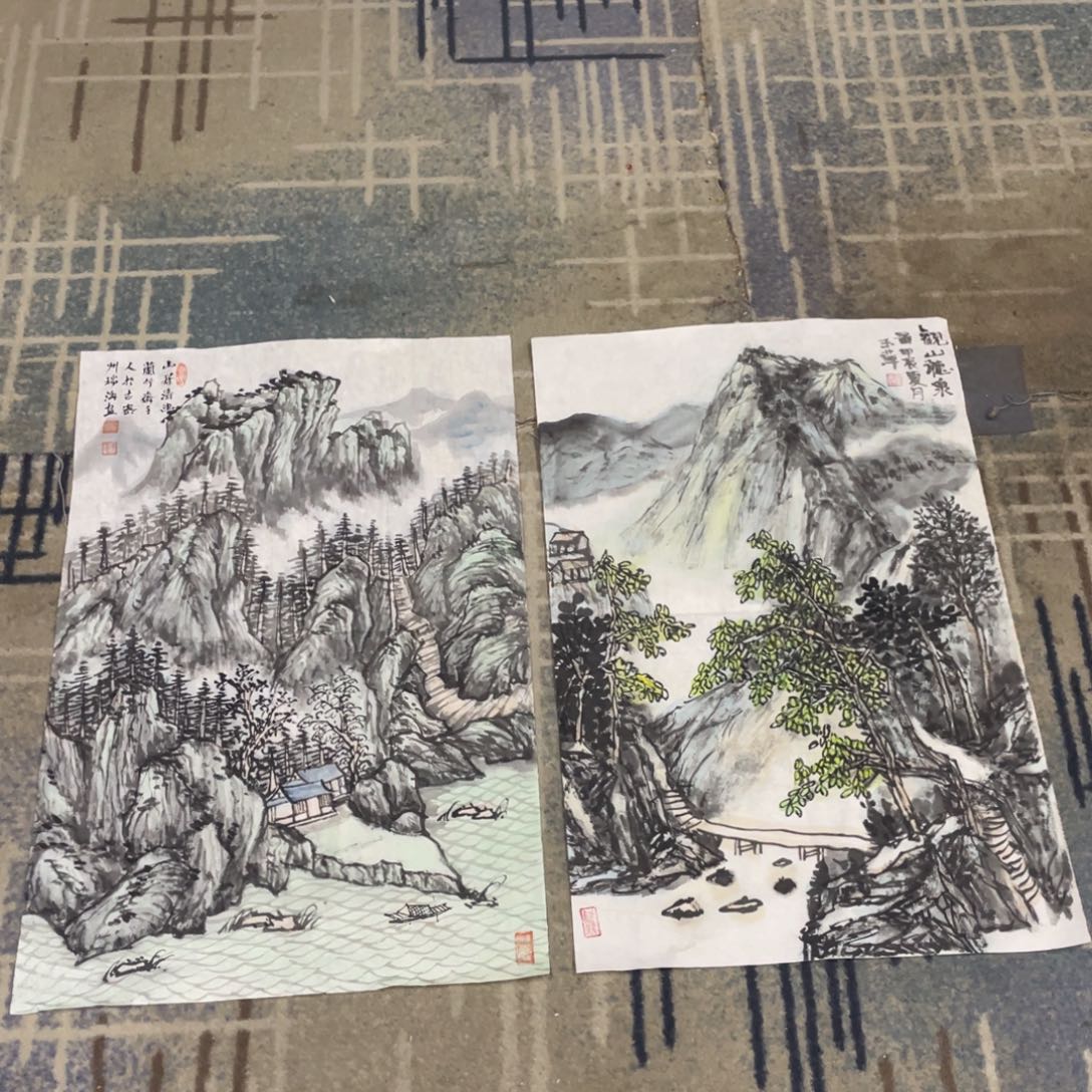 国画四尺三开作品山水11111