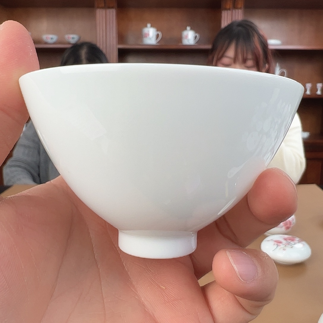 瓷柴窑素胎鸡心杯福利款