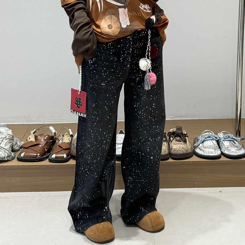 【现货】YANAG蓝调时刻洒银加绒毛球挂件牛仔裤女26春新款