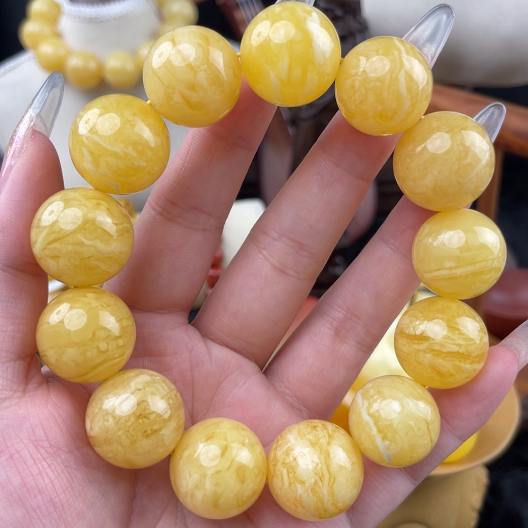 琥珀未镶嵌裸石同料虎皮顺纹千层19