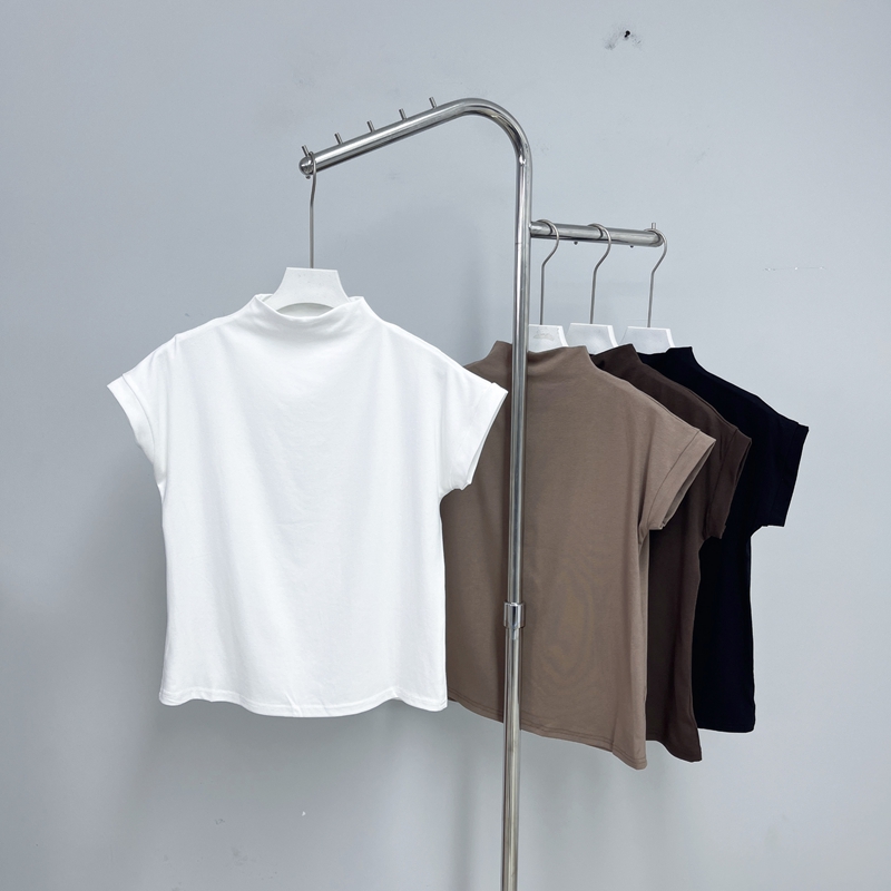 033春款女士短袖 百搭纯色时尚短款休闲