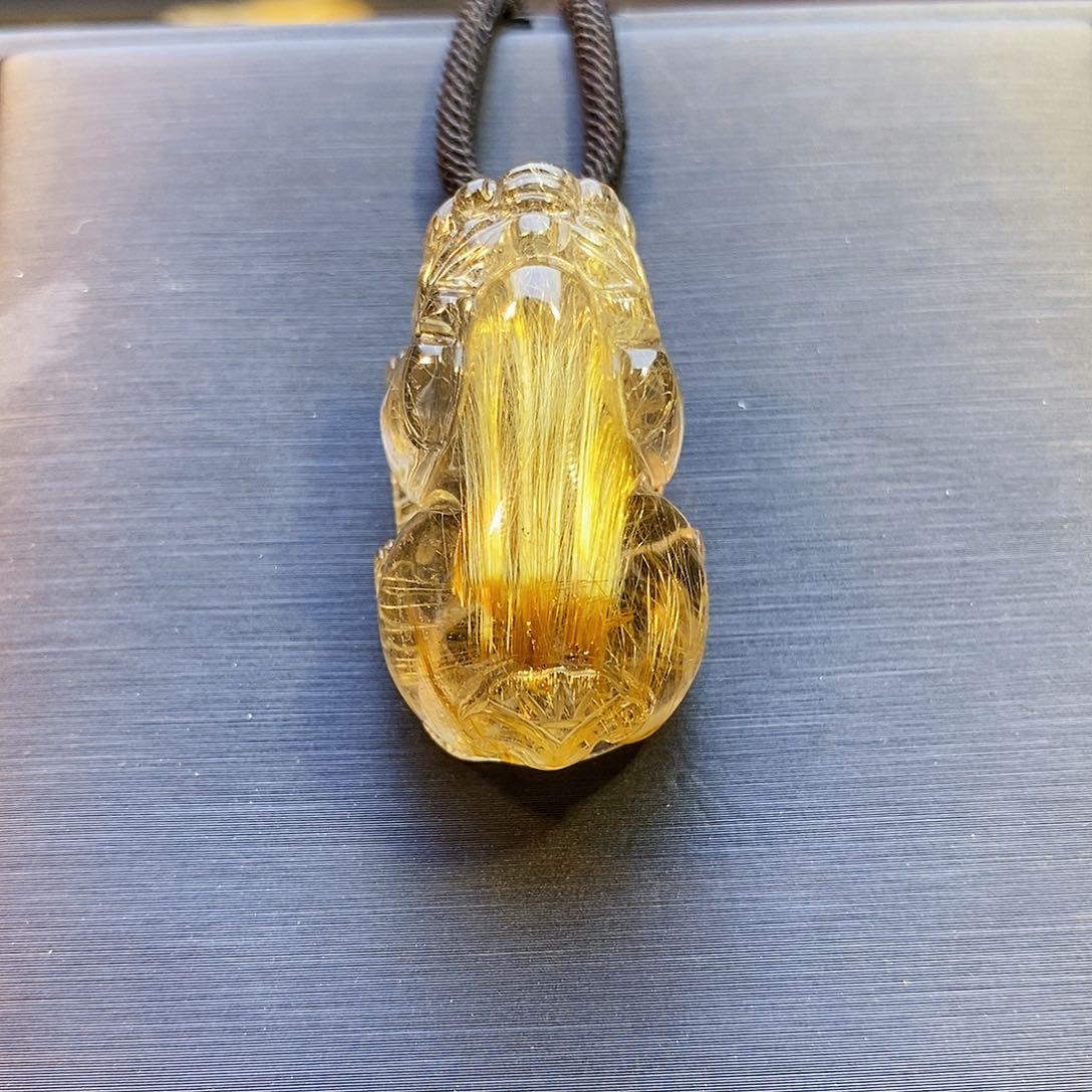 水晶颈饰未镶嵌天然金发晶貔貅吊坠