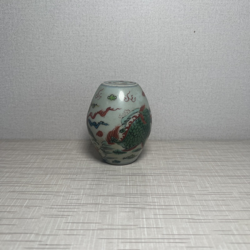 瓷胎五彩橄榄瓶桌面摆件家居饰品