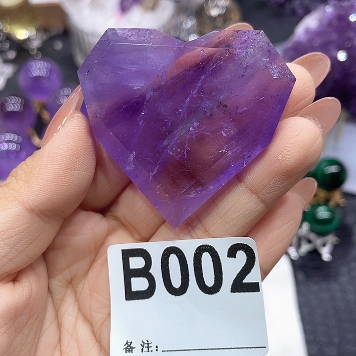 爱心未镶嵌水晶紫水晶