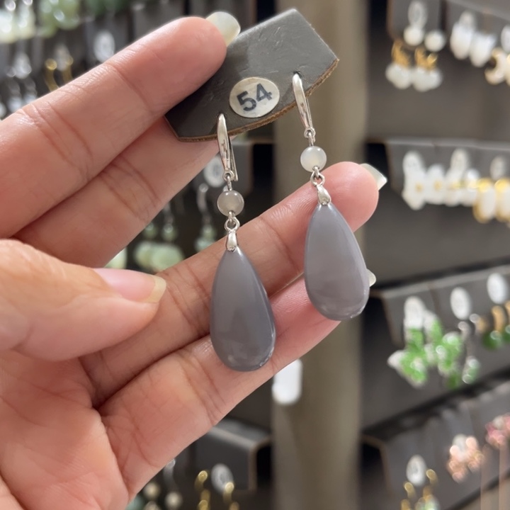 秋***子和田玉银S925镶嵌耳饰