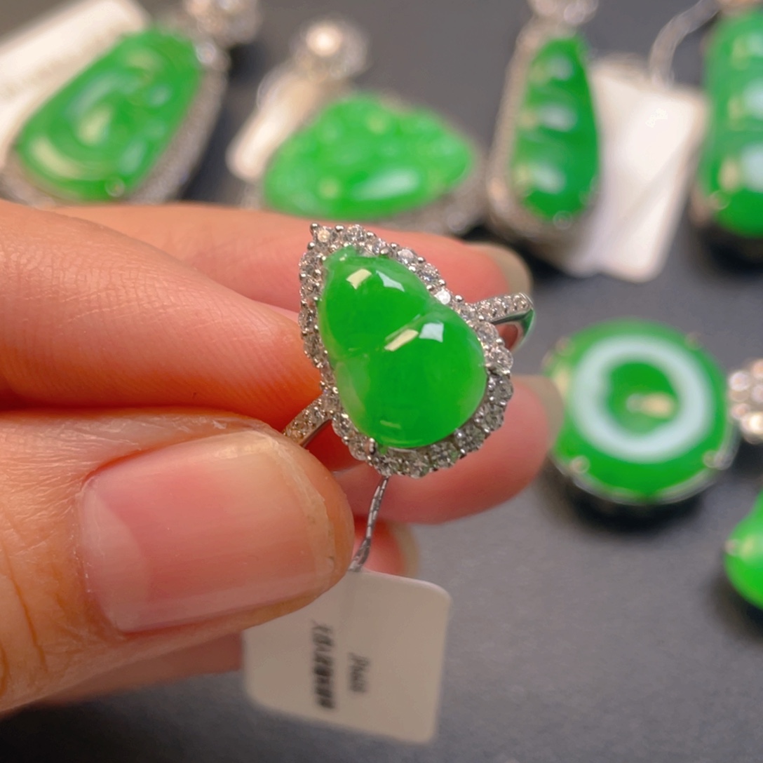 翡翠银S925镶嵌吊坠(不含链)戒指