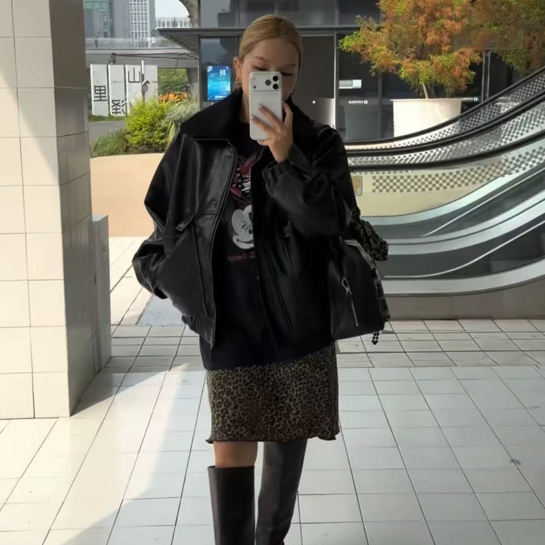 杭州六六档口新款 毛领可以拆卸简单夹棉皮衣外套夹克女