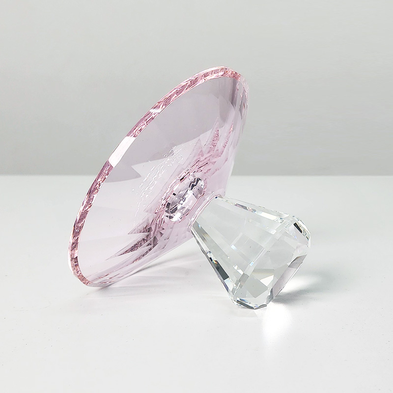 【直径15cm】摩瑟家居【高透钻面粉晶碟】XJDF玻璃花瓶摆件陶瓷花盆