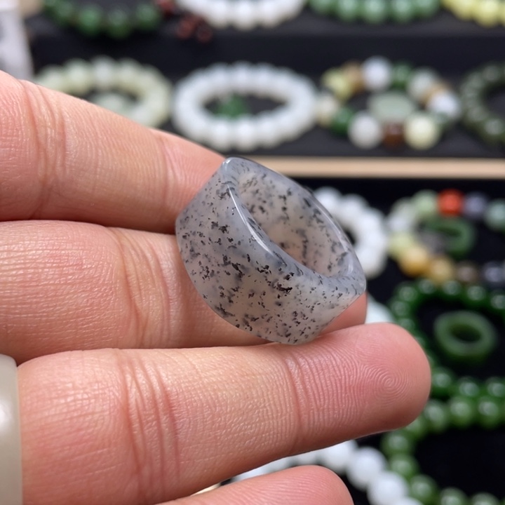 和田玉戒圈未镶嵌新疆青花子卡20内径戒圈