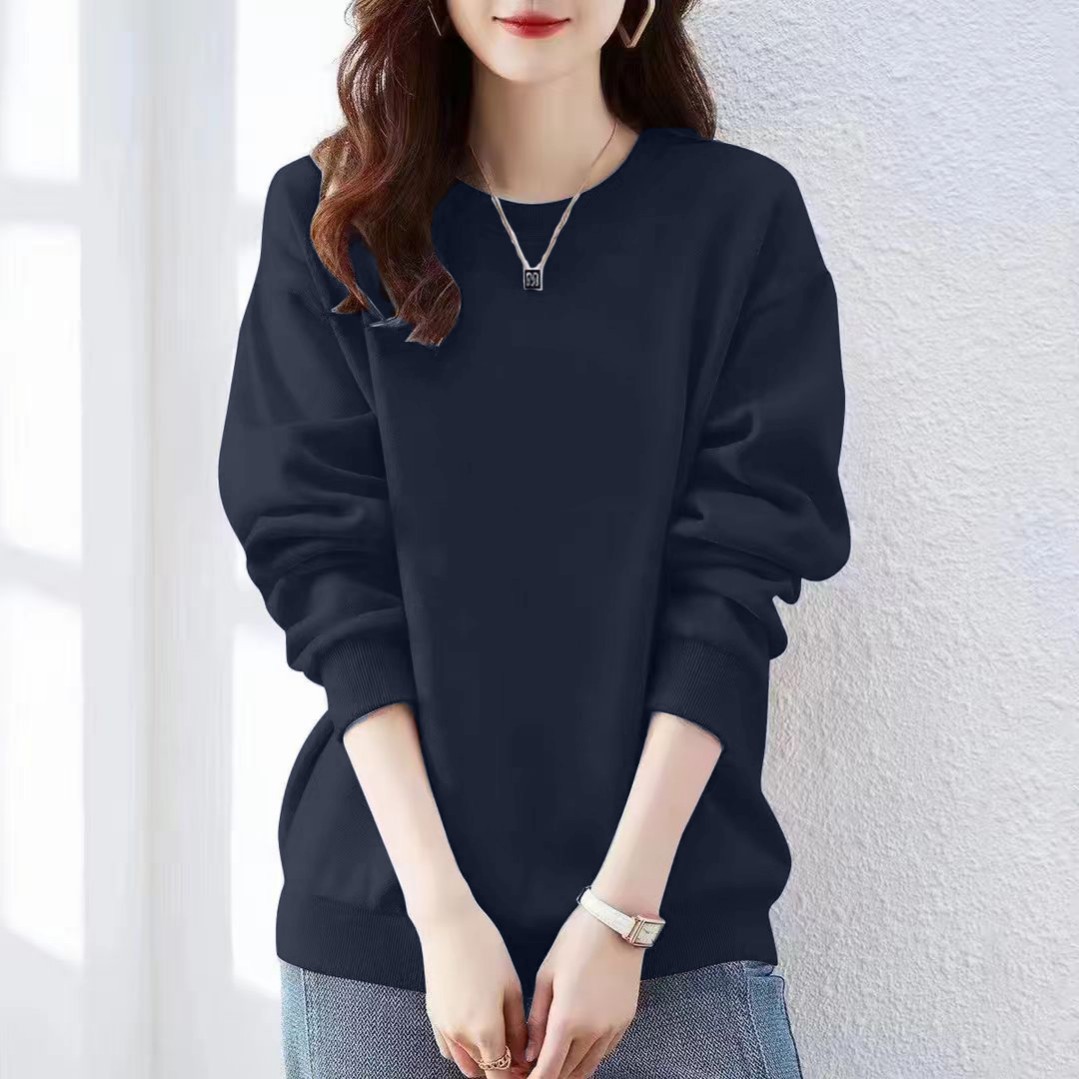 卫衣圆领宽松纯棉正肩男女加绒上衣冬季显瘦百搭印花休闲韩版男