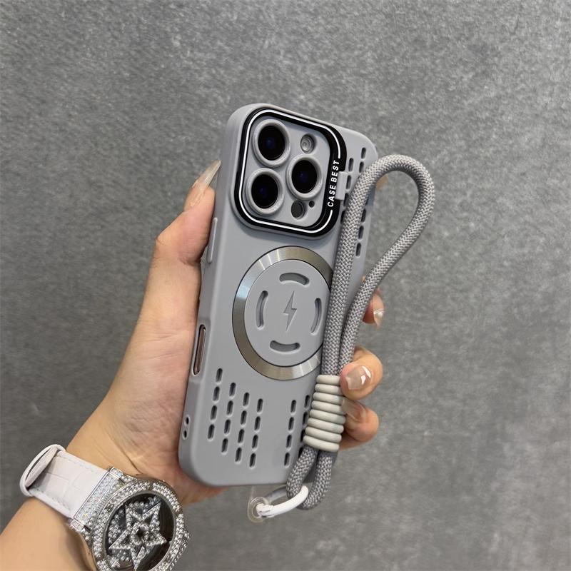适用苹果16Promax手机壳iPhone15夏季散热14无线磁吸13镜头支架12