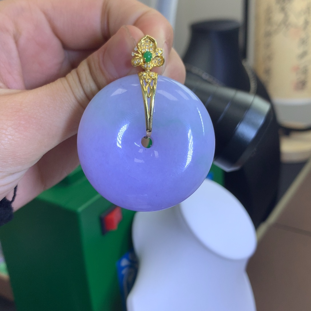 翡翠颈饰18K金镶嵌兮*翡翠