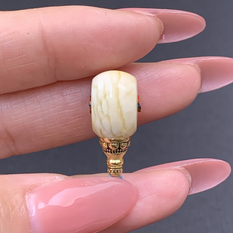 9+蜜蜡三通满蜡虎皮纹妖花原矿俄料单珠配饰