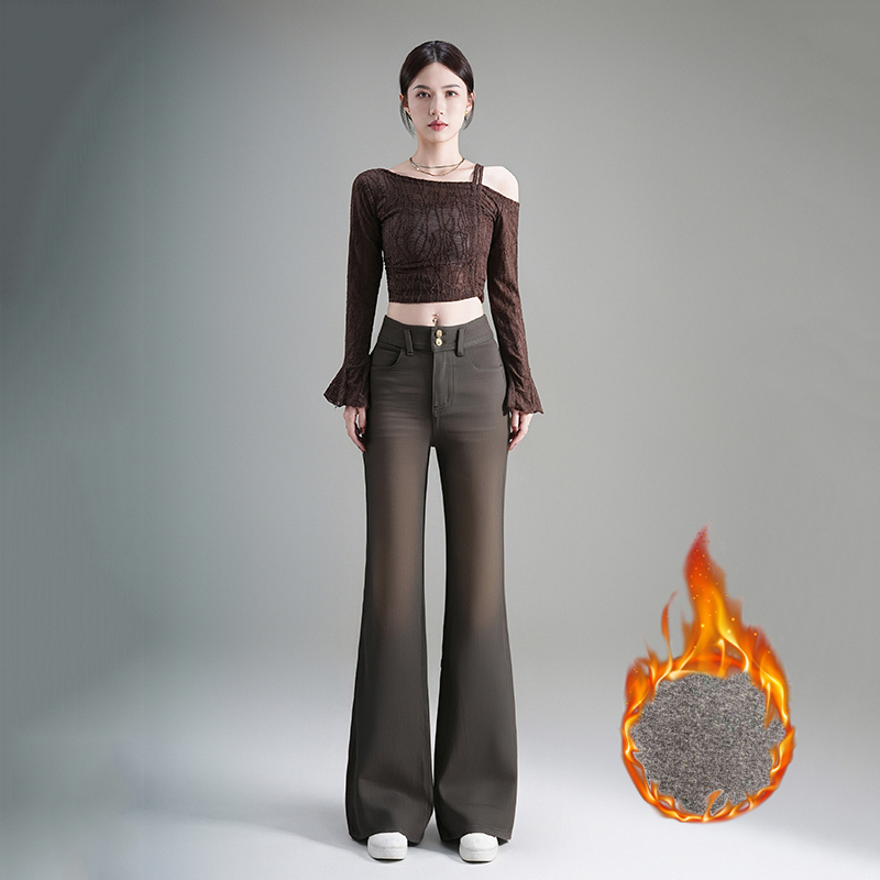 悉妍牛仔裤女筒叭裤显瘦女士喇叭裤高腰秋冬25新款弹力长裤子9989