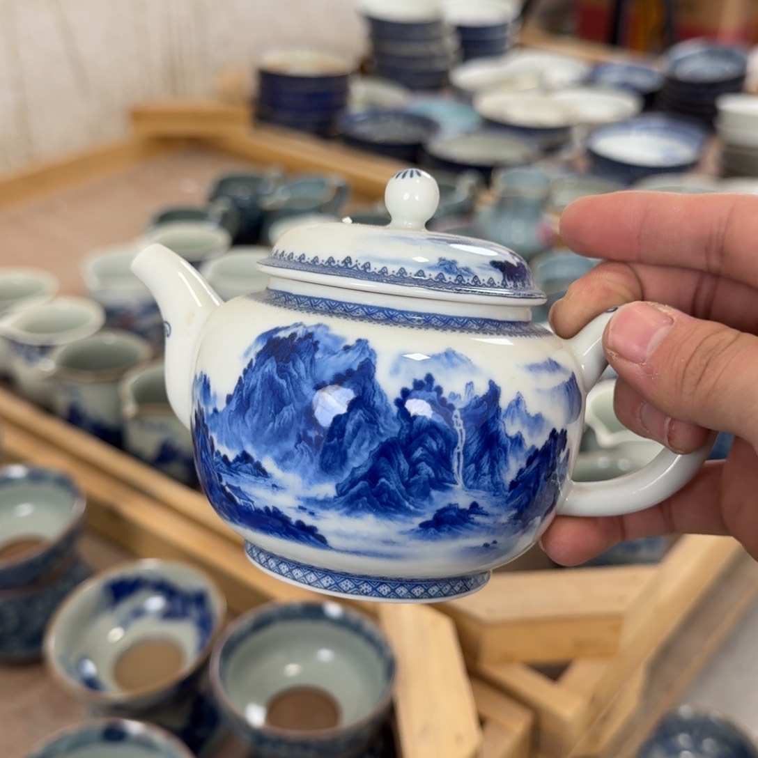 千里江山茶壶的的的微瑕