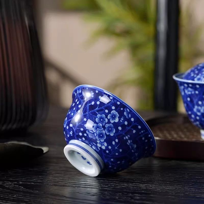 【景德镇】青花冰梅小号压手杯茶杯家用中式品茗杯会客专用