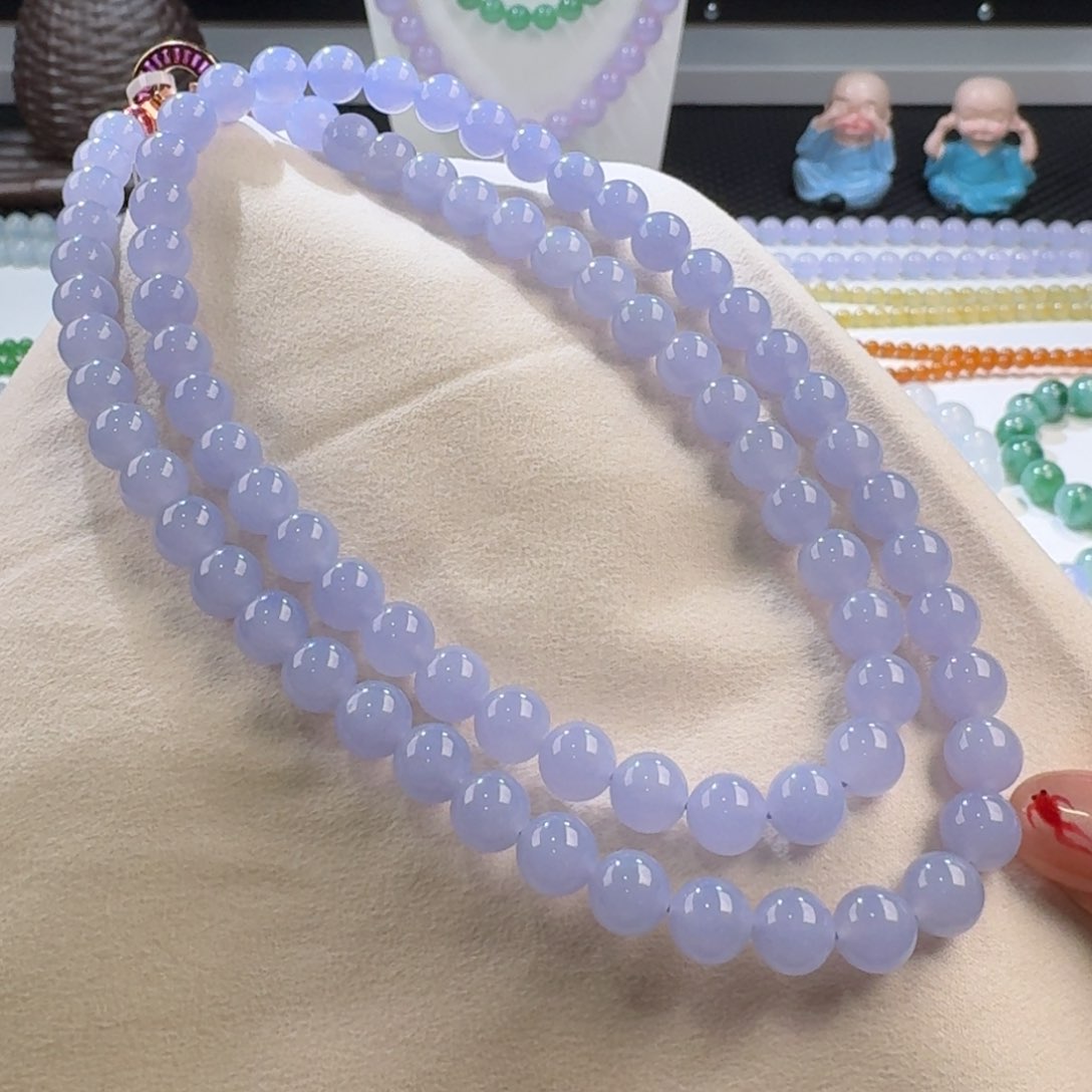 翡翠手链未镶嵌浓紫罗兰长串8mm