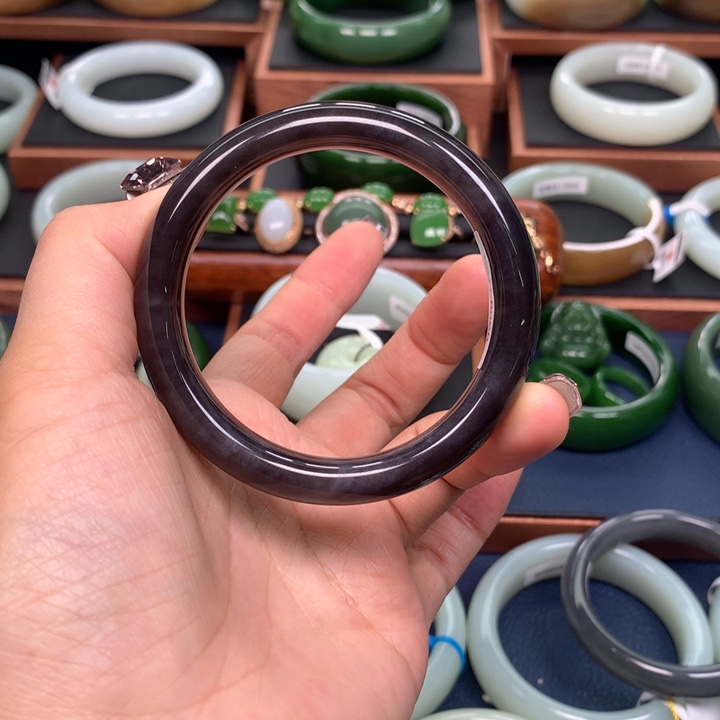 和田玉手镯5455圈口未镶嵌
