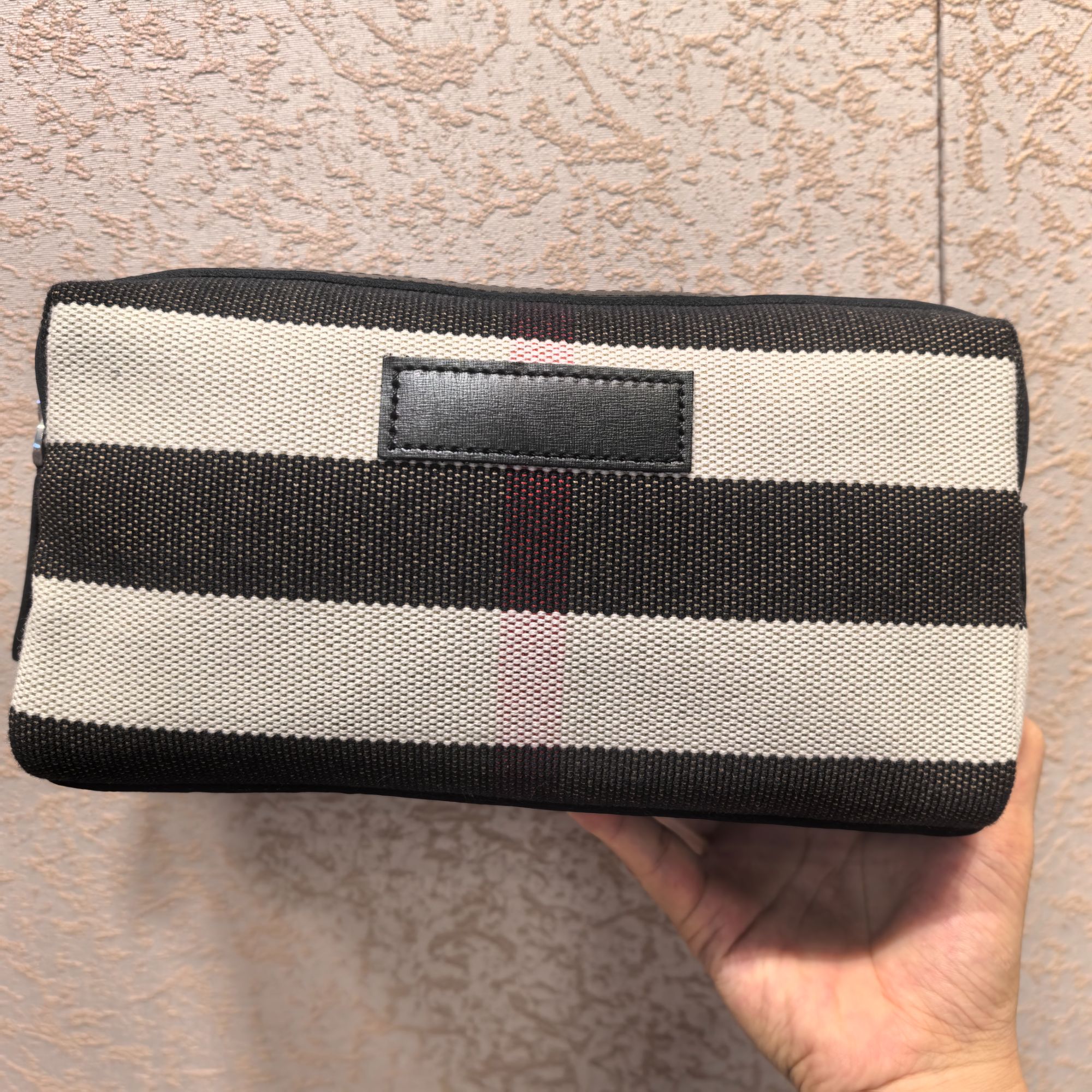 B46经典复古黄金麻配牛皮化妆包XX