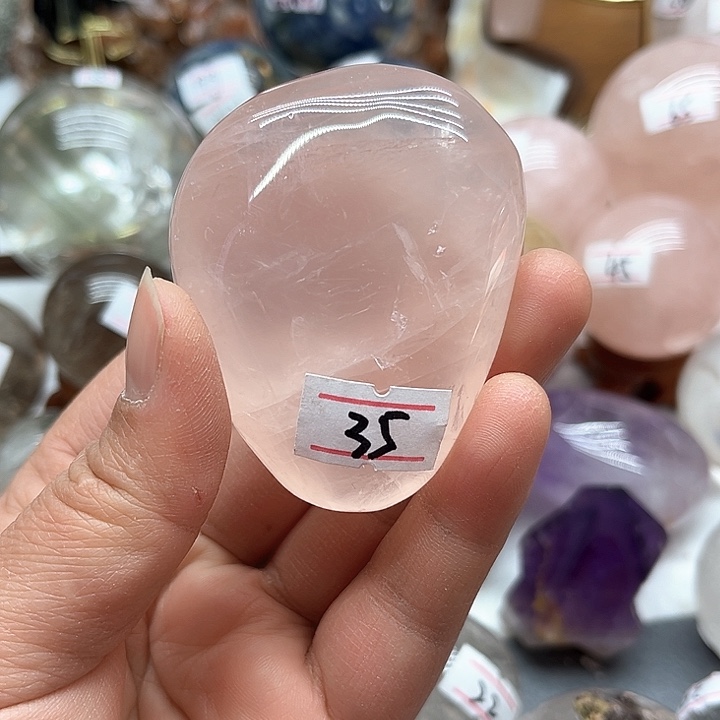 芙蓉石114克粉水晶把玩未镶嵌