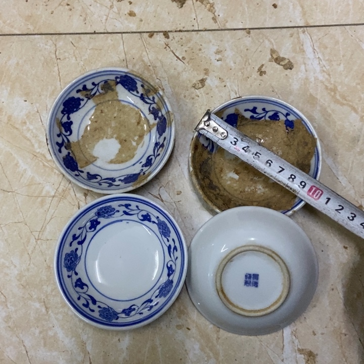 陶4个10厘米味碟芙蓉花