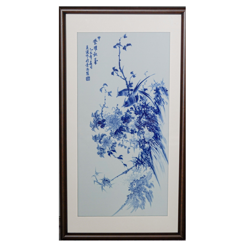 吴健荣耀秋菊瓷板纯手工手绘景德镇陶瓷