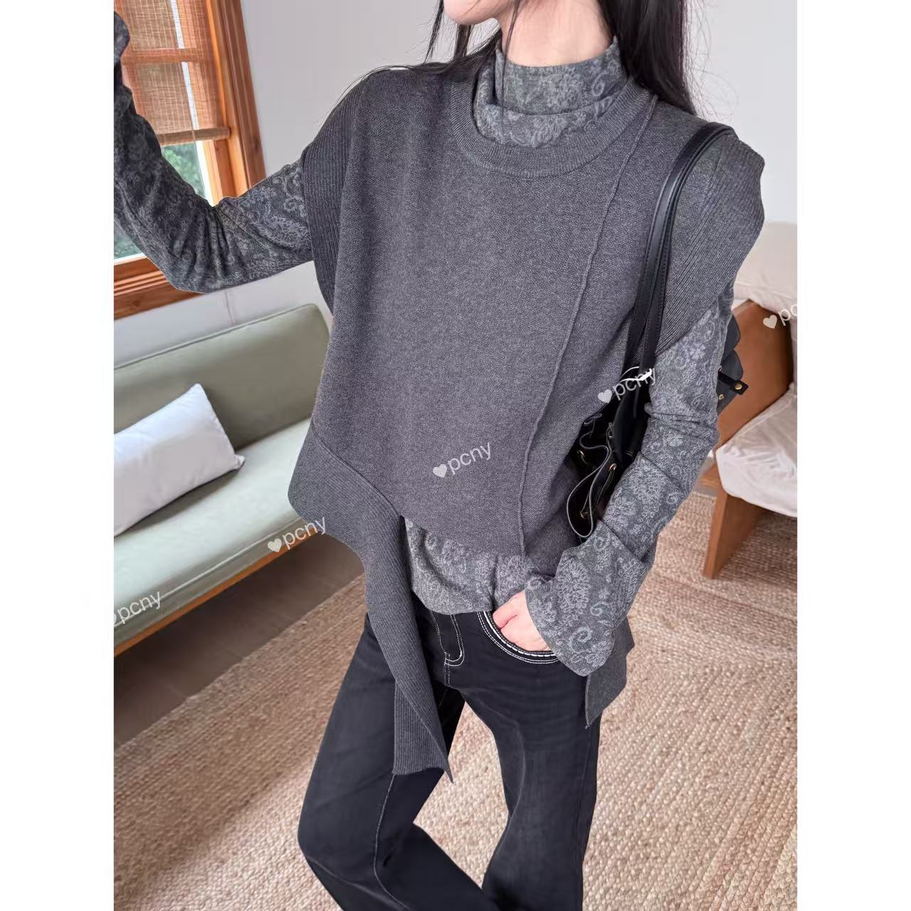 PCNY「方程式」不理理冬季新款小众女装时尚设计感针织背心