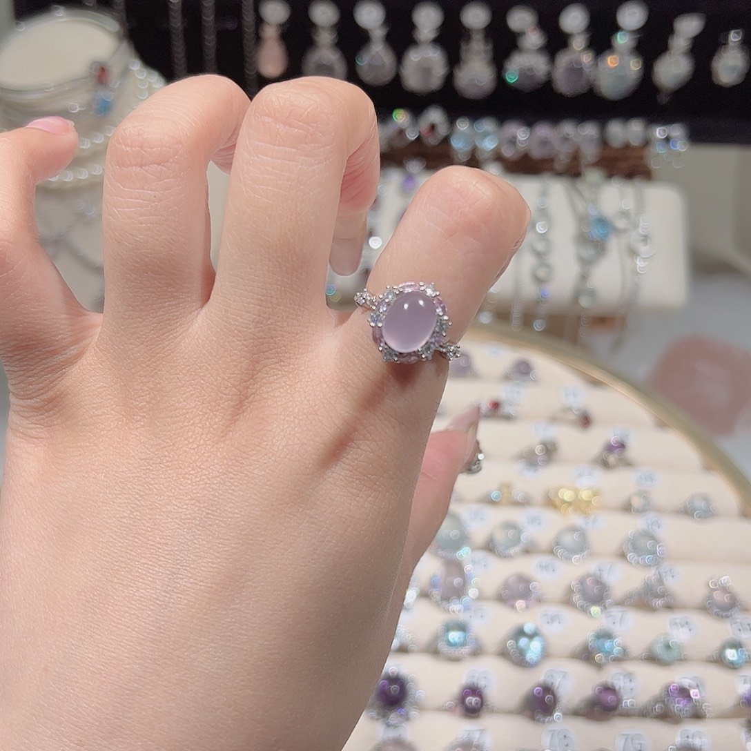 小***君银S925镶嵌戒指萤石