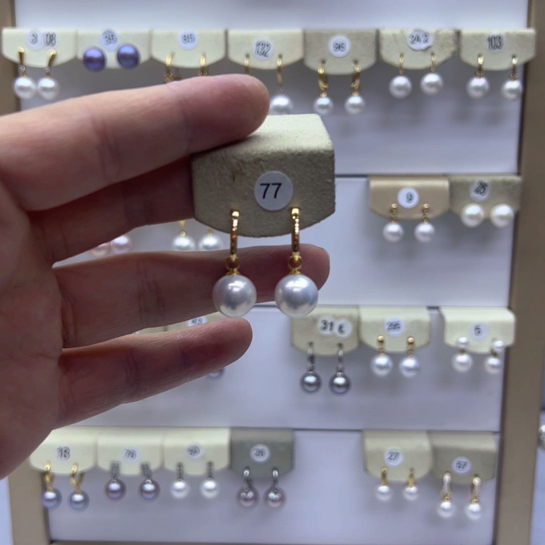 淡水珍珠耳饰银S925镶嵌