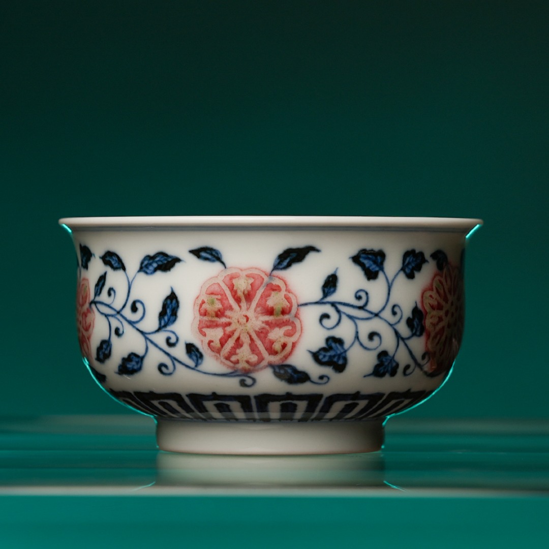 釉里红缠枝花杯1号-见山烧-JJS106