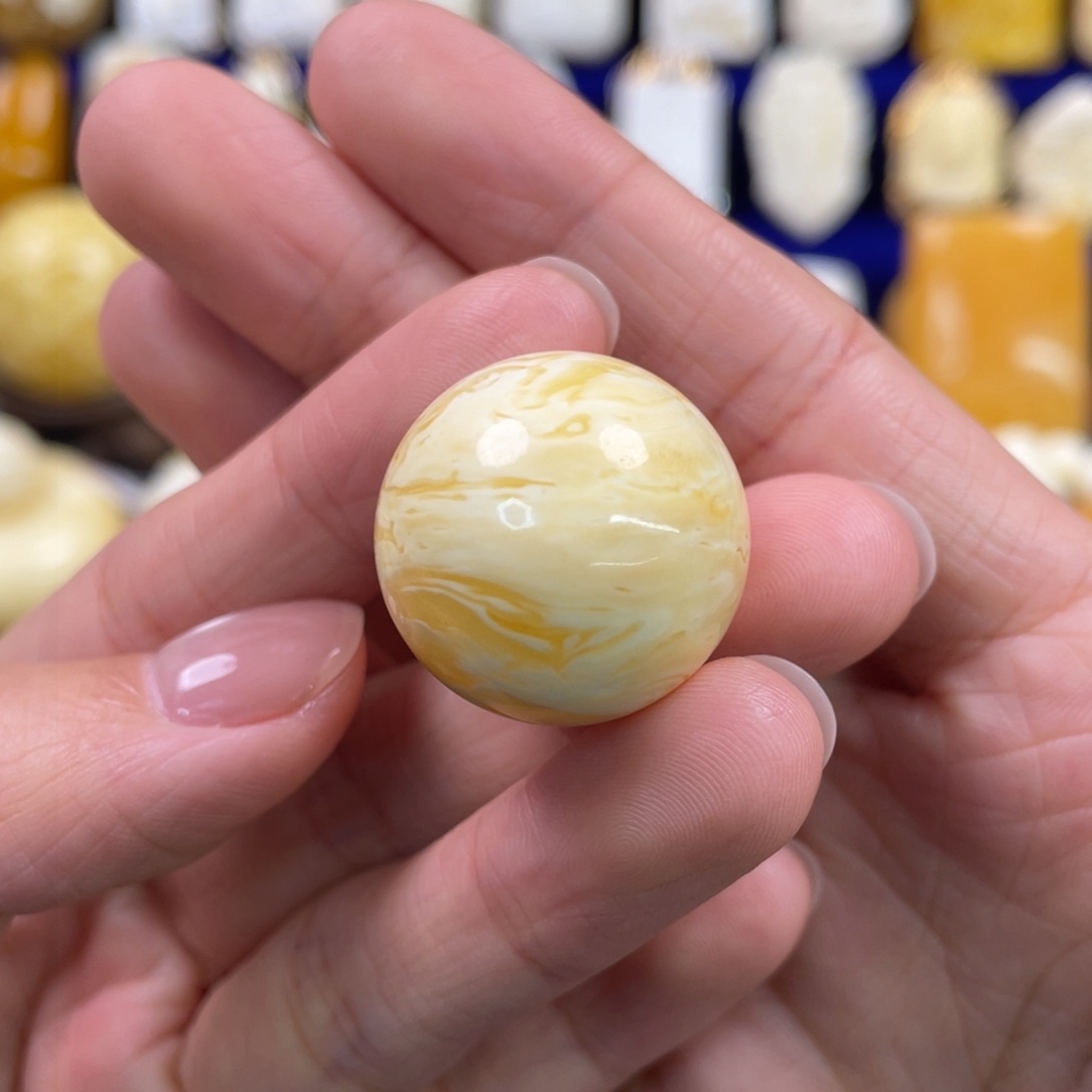 蜜蜡裸石未镶嵌琥珀蜜蜡珠子卡23.4mm