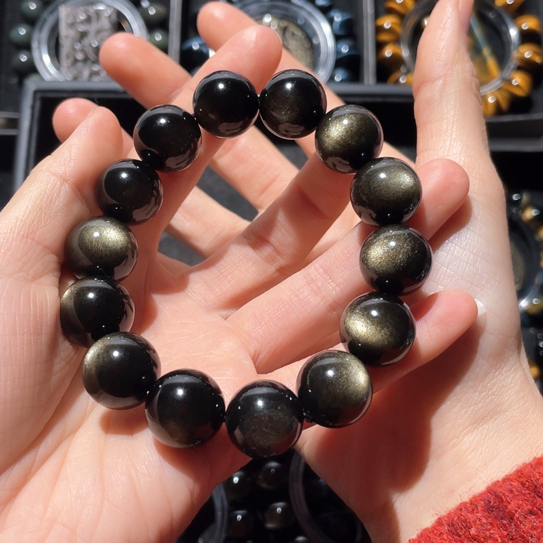 黑曜岩手链未镶嵌日****银