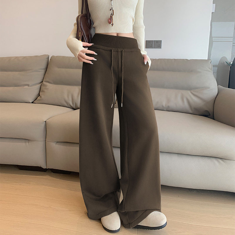 新款秋冬加绒蚂蚁腰直筒裤阔腿51050