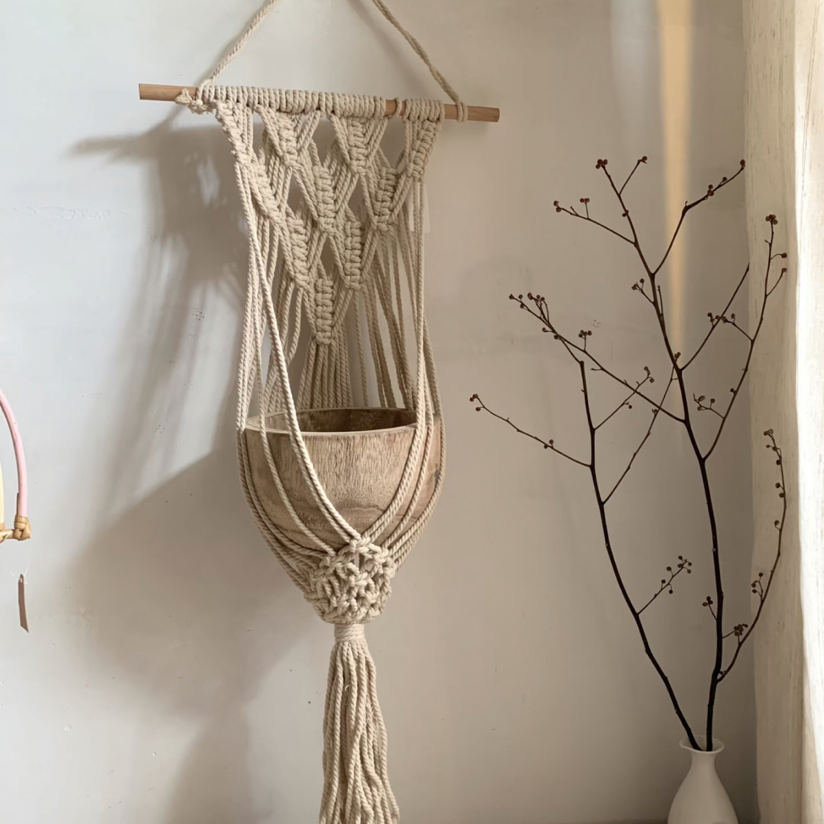 挂毯两件套「微瑕捡漏」外贸尾货波西米亚风挂毯花盆木托两件套可拆