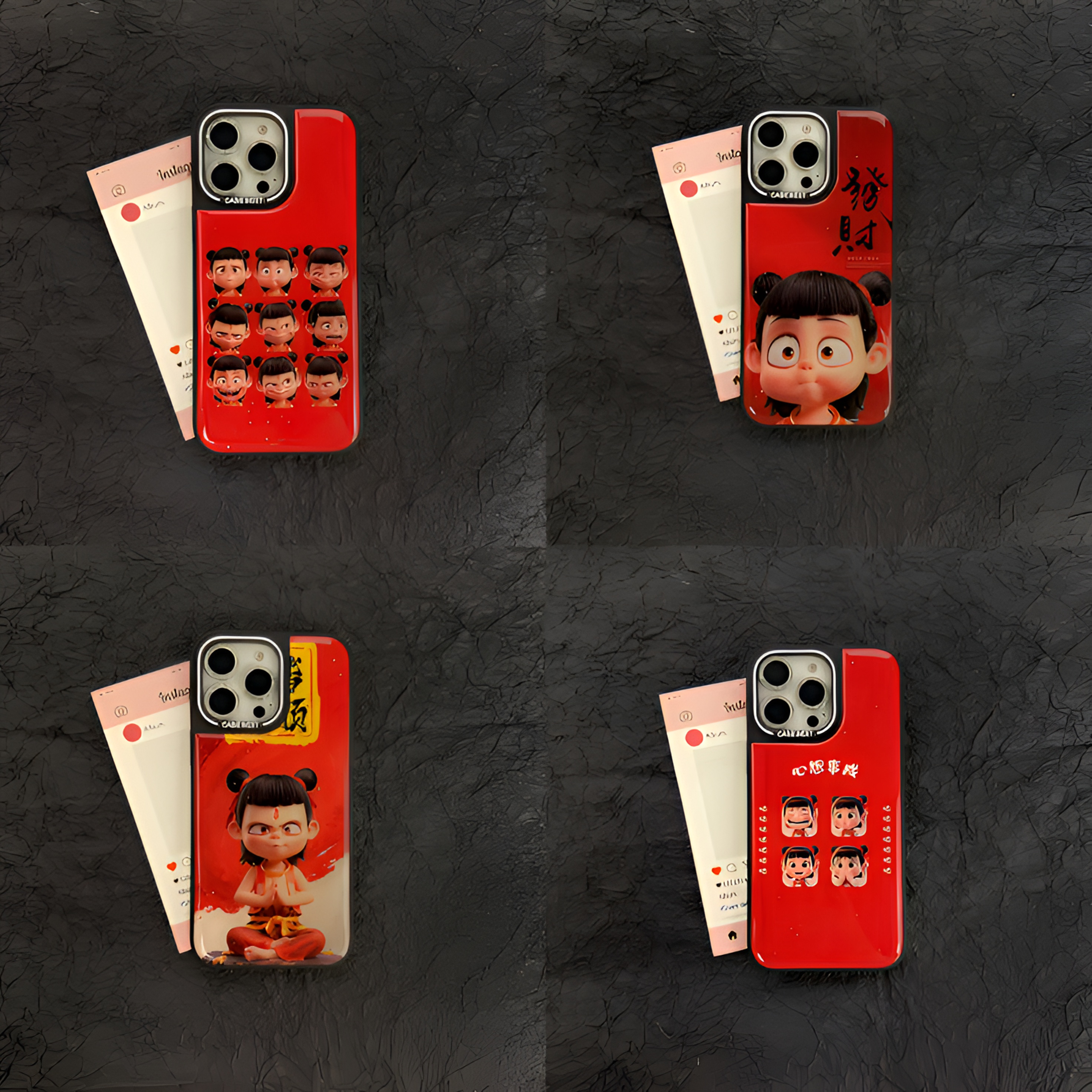 趣味卡通红底搞怪哪吒头像适用iPhone16promax手机壳15pro新款14