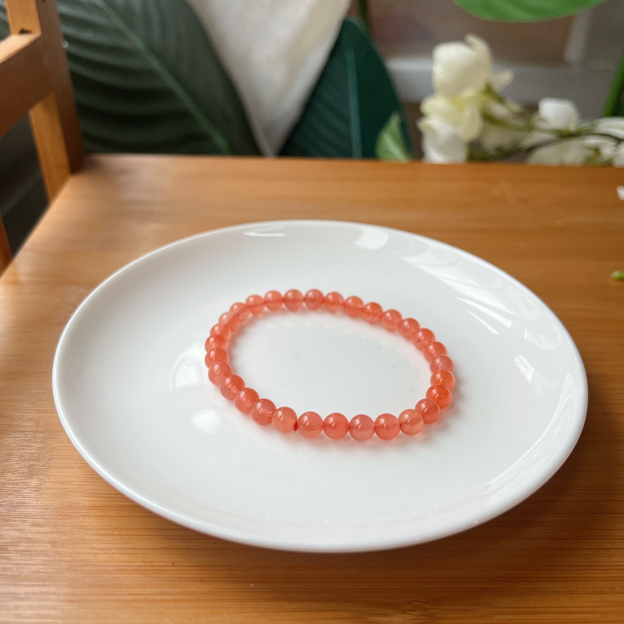 【郭老师】约6-7mm保山冰红南红玛瑙圆珠单圈手串