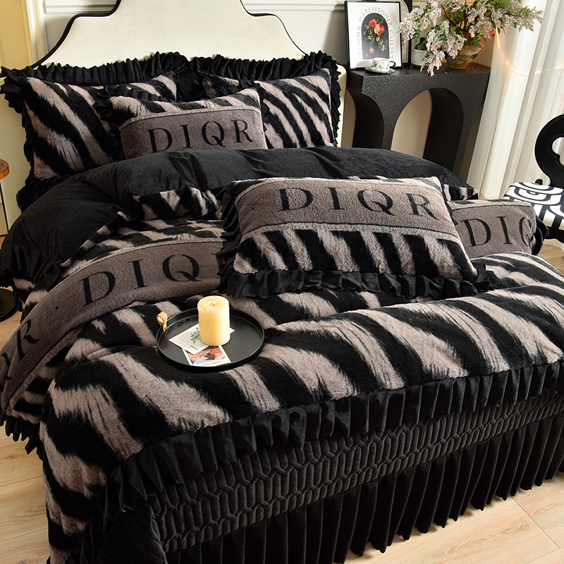 秋冬保暖牛奶绒托斯卡纳兔毛绒床盖四件套11斤