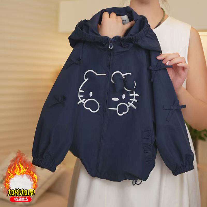 【现货】女童秋冬装连帽外套2025新款中大童夹棉儿童加厚棉衣