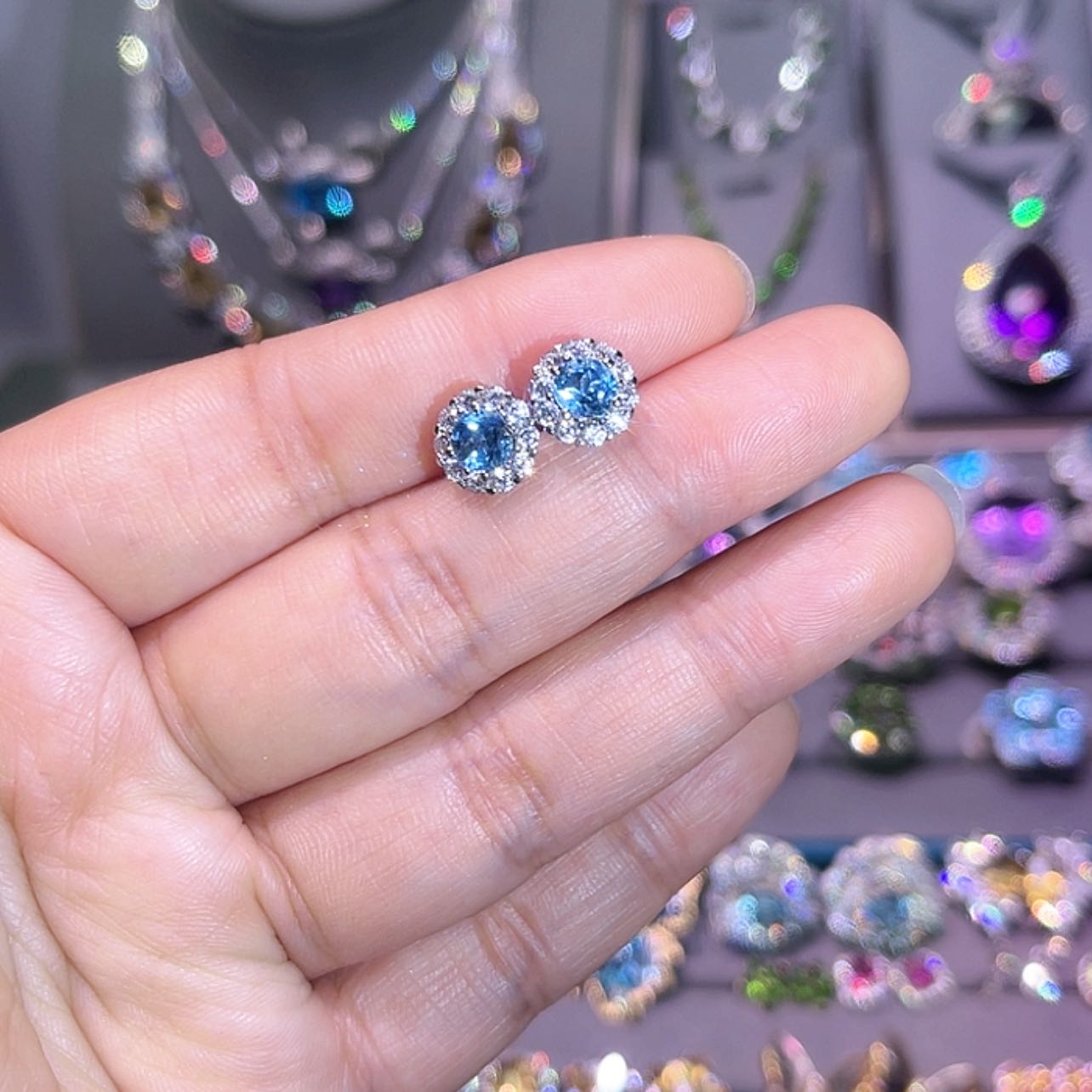 【闪购商品】托帕石耳饰银S925镶嵌