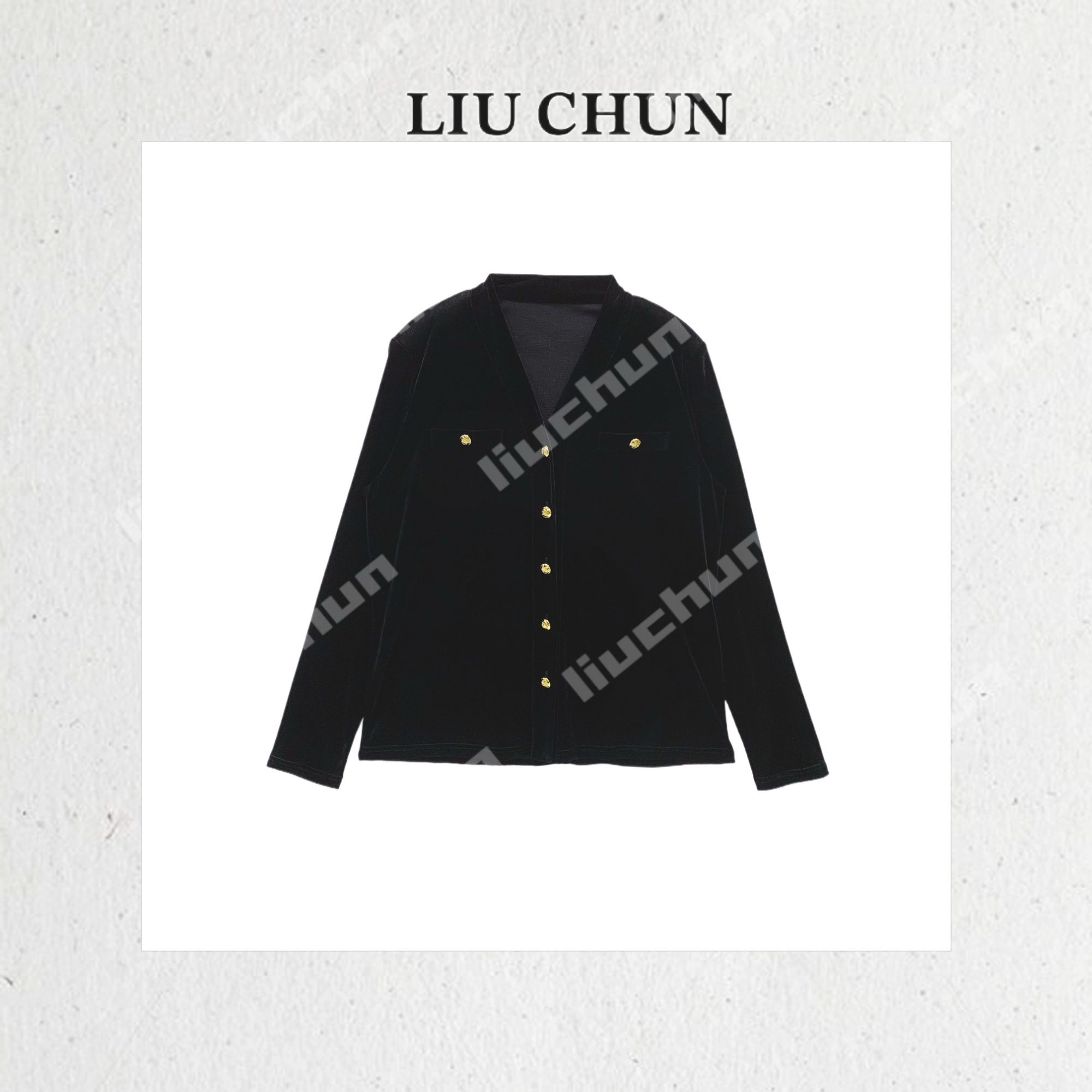 【V领金扣】CHUN家秋季百搭休闲时尚丝绒外搭