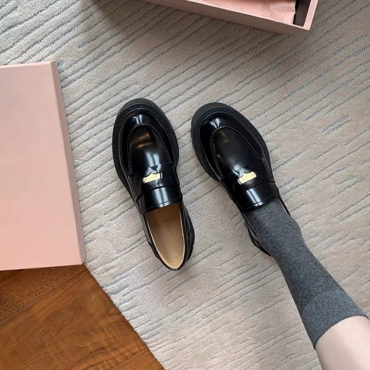 葡萄妈studiolee 贵气小金币小皮鞋内增高厚底单鞋一脚蹬乐福鞋女