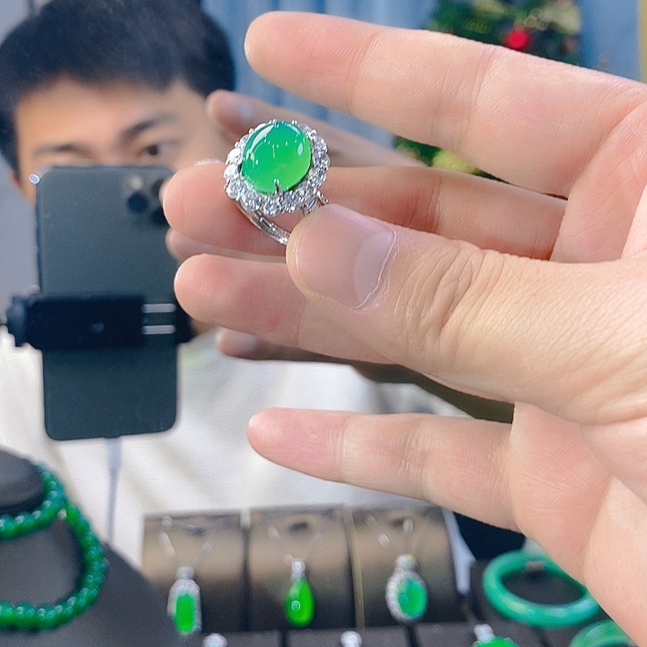 玛瑙/玉髓戒指银S925镶嵌