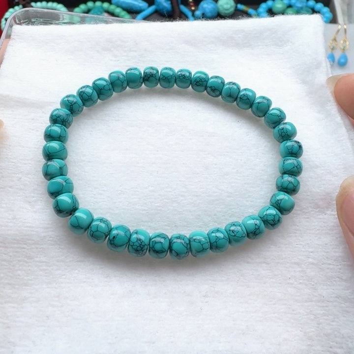 卡6/5左右绿水草纹老型珠手串