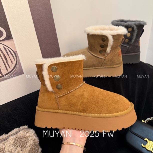【CHENGYE】雪地靴翻口厚底毛毛2025新款女冬季保暖加绒雪地靴 