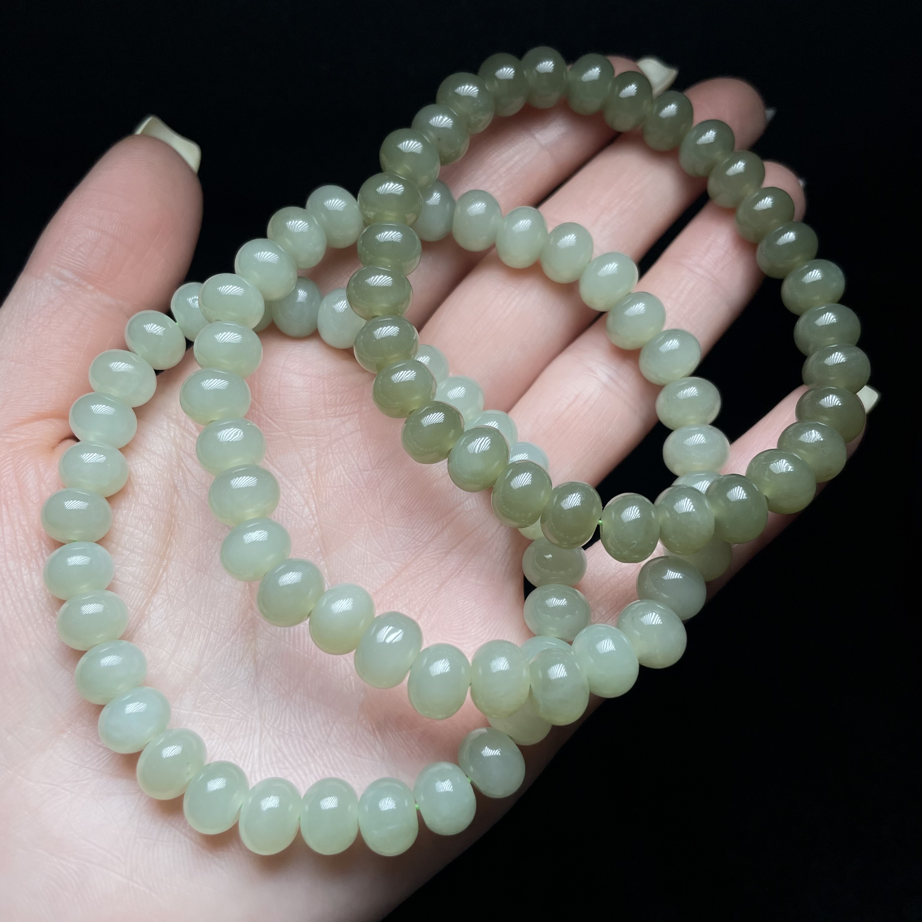 【云上好物】2 DS71872-和田玉单圈手串—多样性发一件7.5x5.5mm（JG）