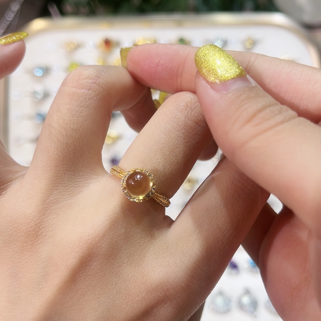 蛇纹石玉戒指银S925镶嵌